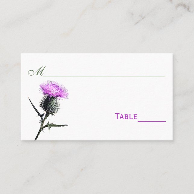 Cartes de placement violette, verte, blanc chardon (Devant)