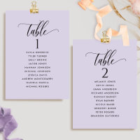 Cartes de plan chic Lavender avec des noms d'invit