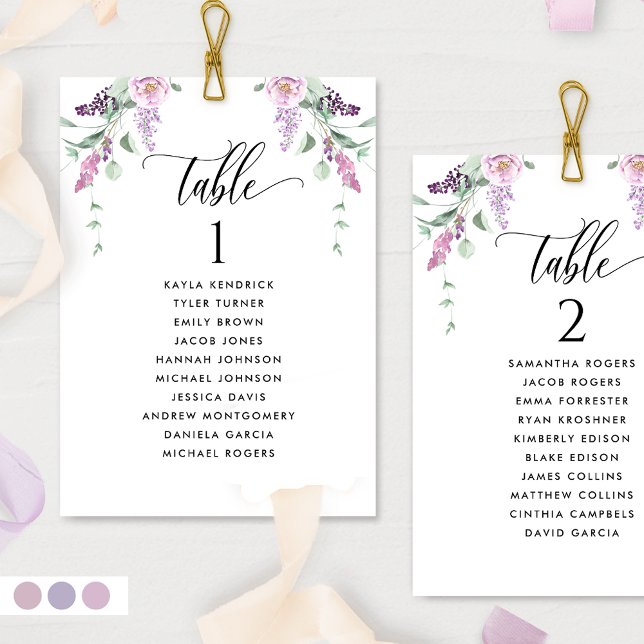 Cartes de plan de placement à fleurs pastel avec n (Créateur téléchargé)
