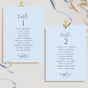 Cartes de Plan de Siège Chic Dusty Blue avec Noms