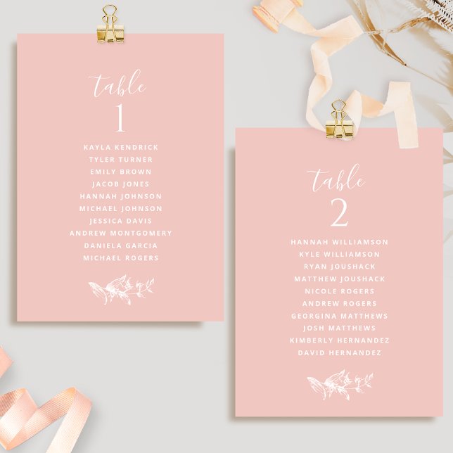 Cartes de Plan de Siège Rose Fardé Élégant avec No (Créateur téléchargé)