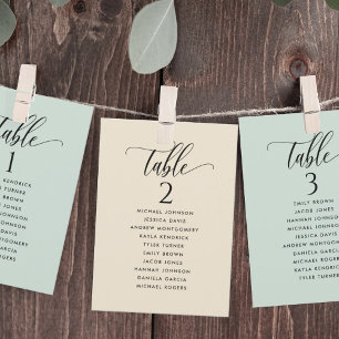 Cartes de Plan de Table avec Noms des Invités Vert