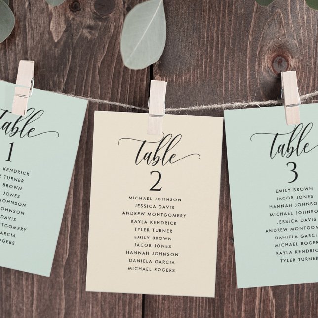 Cartes de Plan de Table avec Noms des Invités Vert (Créateur téléchargé)
