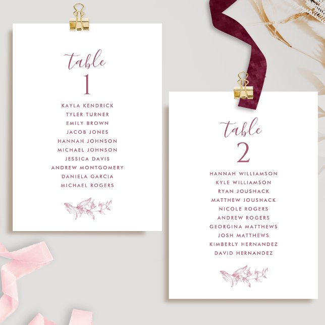 Cartes de plan de table blanches, style Bourgogne  (Créateur téléchargé)