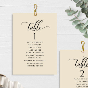 Cartes de plan de table couleur crème beige avec n
