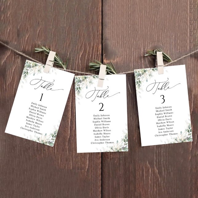 Cartes de plan de table de mariage à la verdure él (Créateur téléchargé)
