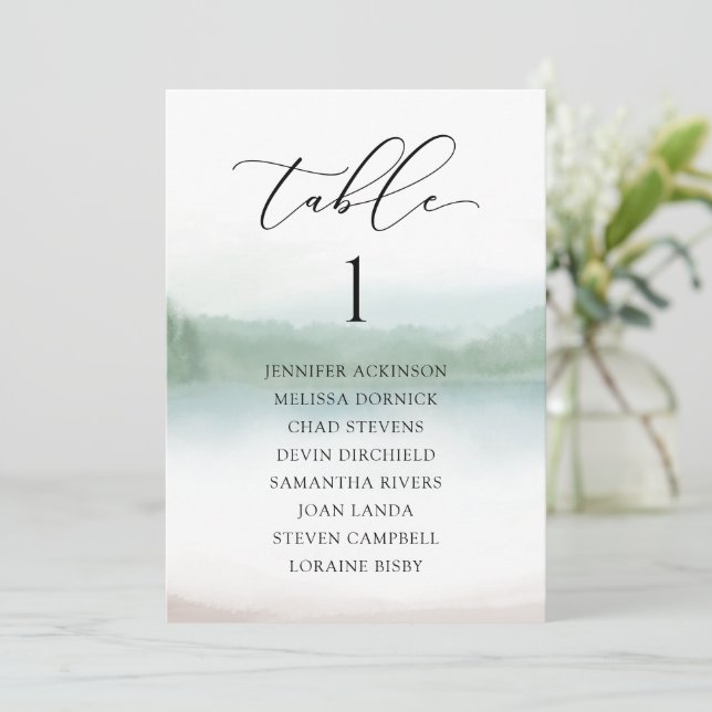 Cartes de plan de table de mariage abstrait Lac &  (Debout devant)