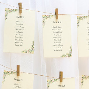 Cartes de plan de table de mariage bohème floral