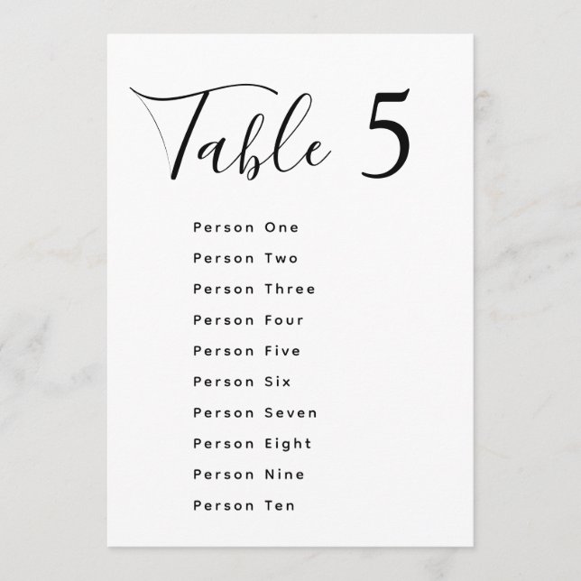 Cartes de plan de table de mariage élégantes noir  (Devant)