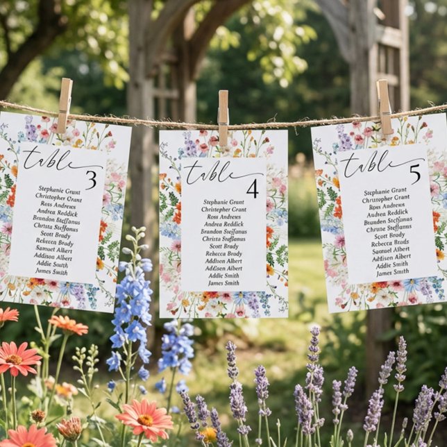 Cartes de plan de table de mariage Prairie Fleurie (Créateur téléchargé)