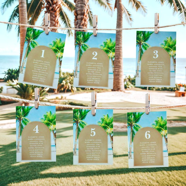 Cartes de plan de table de mariage tropical pour m (Créateur téléchargé)