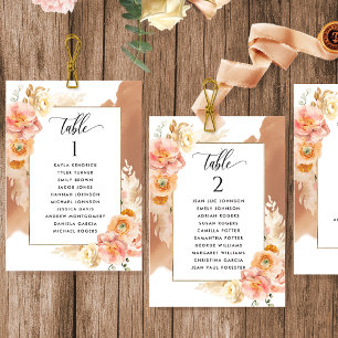 Cartes de plan de table en terre cuite rose avec n