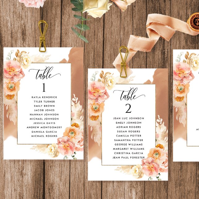 Cartes de plan de table en terre cuite rose avec n (Créateur téléchargé)