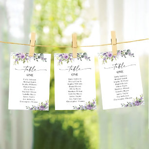 Cartes de plan de table Fleur Violette Romantique