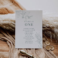 Cartes de plan de table florales vert sauge