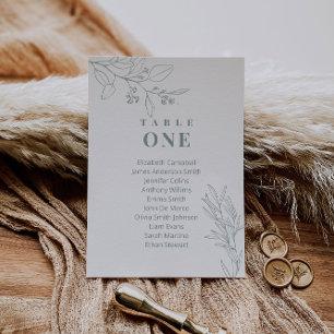 Cartes de plan de table florales vert sauge