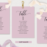 Cartes de plan de table Mauve doux avec noms des i