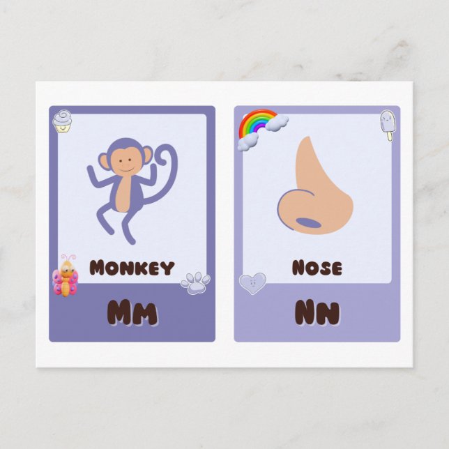 Cartes de poche alphabétiques, Cartes de scolarité (Devant)