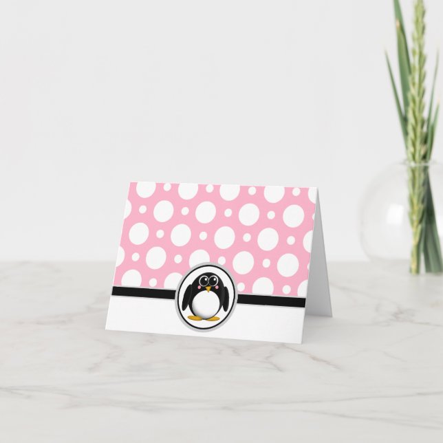 Cartes de points Pingouin Rose Personnalisées (Devant)