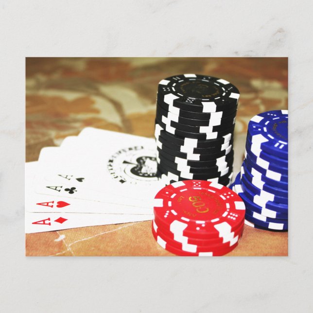 Cartes de Poker Aces Chips Jeux Casino Gagner jeu (Devant)