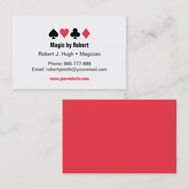 Cartes de poker As Magiciens Cartes de visite (Devant / Derrière)