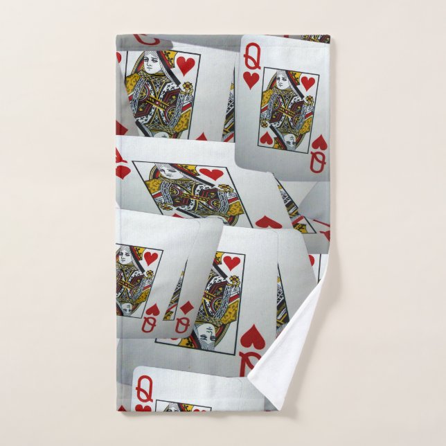 Cartes de poker éparpillées Queens, Serviette (Serviette à main)