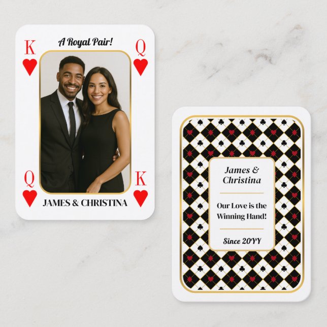 Cartes de Poker Personnalisées, Royal Pair Couple  (Devant / Derrière)