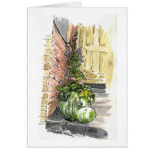 Cartes de pot de fleurs d'hippopotame