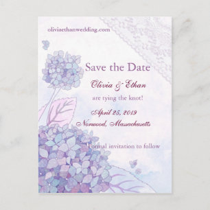 Cartes de préavis de mariage à l'hortensia élégant