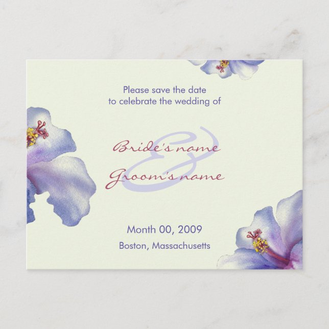 Cartes de préavis de mariage Fleur d'Hibiscus Viol (Devant)
