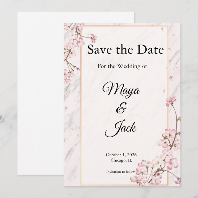 Cartes de préavis de mariage sophistiquées (Devant / Derrière)