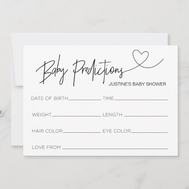 Cartes de prédiction de Baby shower customisé Coeu (Devant)