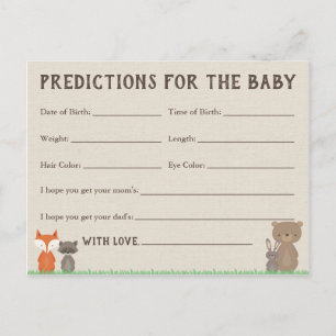 Cartes de prédictions bébé forêt pour Baby Shower
