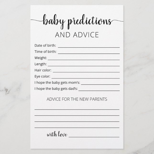 Cartes de prédictions et de conseils pour bébé pou (Devant)