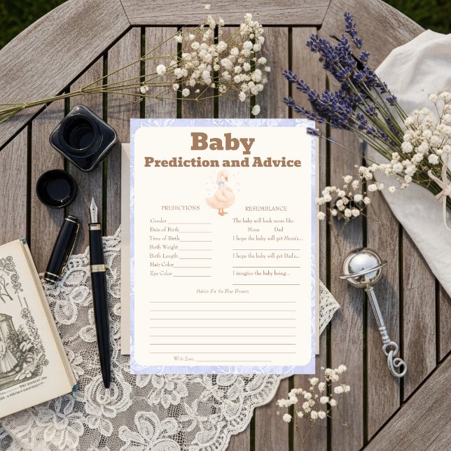 Cartes de prédictions et de conseils Silly Goose B (Silly Goose Blue Baby Predictions & Advice Card)