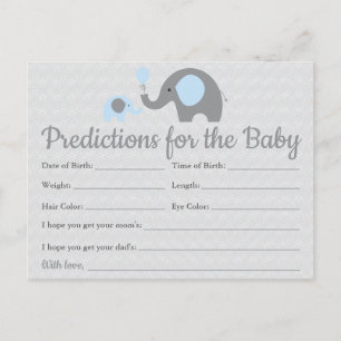 Cartes de prédictions pour bébé Eléphant Bleu Cade