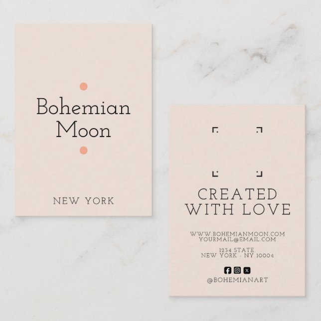 Cartes de présentation de boucles d'oreilles bohèm (Devant / Derrière)