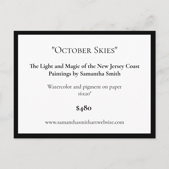 Cartes de présentation d'exposition d'art modifiab (Devant)