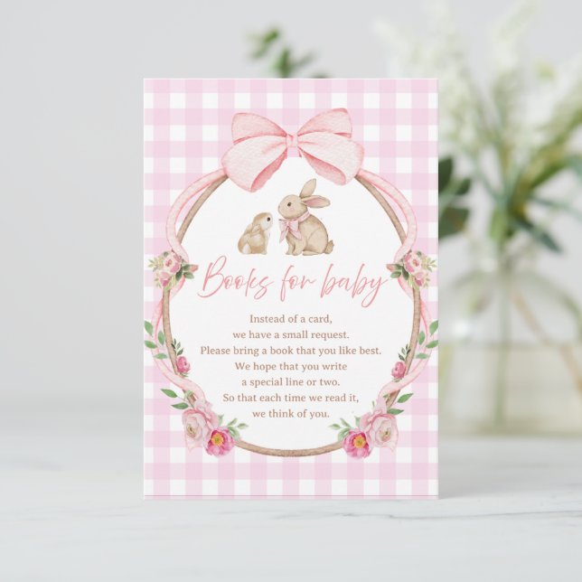 Cartes de présentation en gingham rose pour livres (Debout devant)