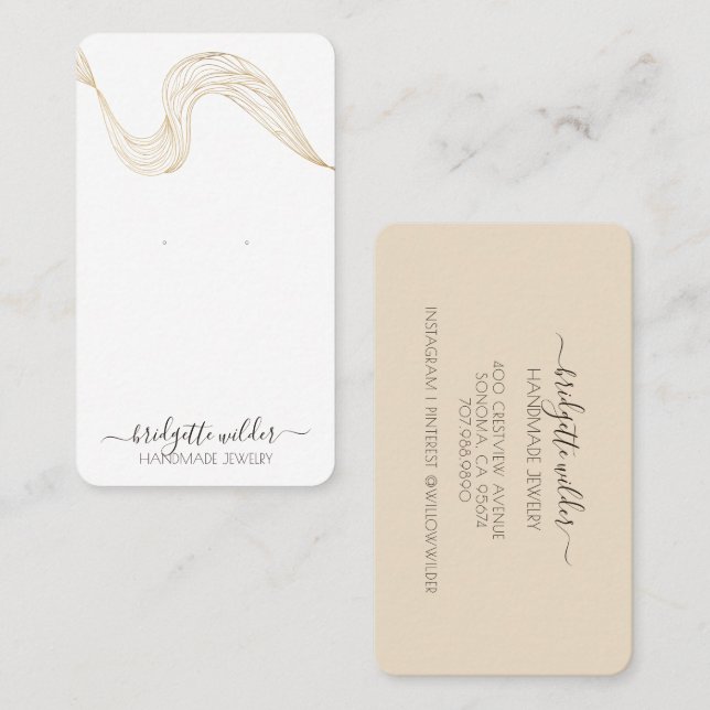 Cartes de présentation pour boucles d'oreilles ave (Devant / Derrière)