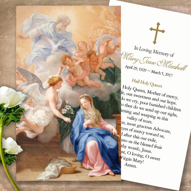 Cartes de prière | Annonciation (catholic, religious, celebration of life, in loving memory of, prayer cards for bereavement)