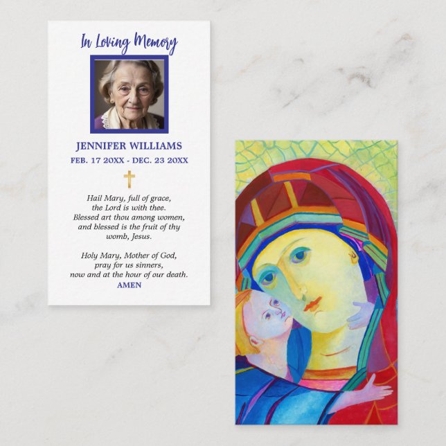 Cartes de prière Art moderne de la Madone Icône Vi (Devant / Derrière)