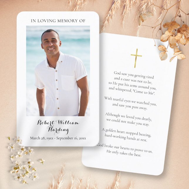 Cartes de prière commémorative de condoléances fun (Photo Funeral Sympathy Memorial Prayer Cards)