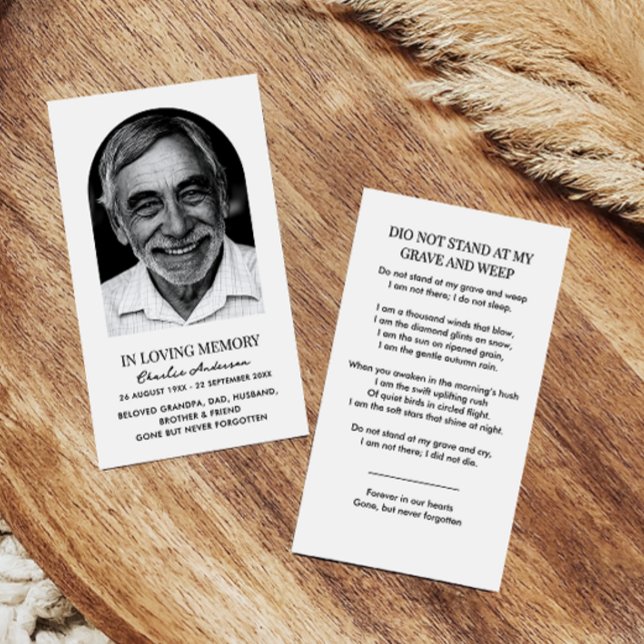 Cartes de prière commémoratives de photographies d (Créateur téléchargé)