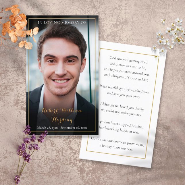 Cartes de prière de deuil avec photo de souvenir m (Créateur téléchargé)