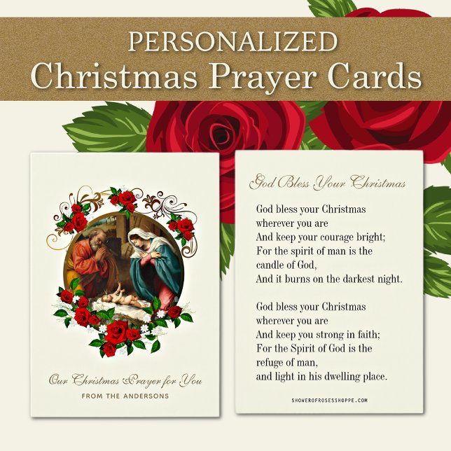 Cartes de prière de Noël Nativité Jésus Marie Jose (Personalized Religious Vintage Christmas Prayer Cards)