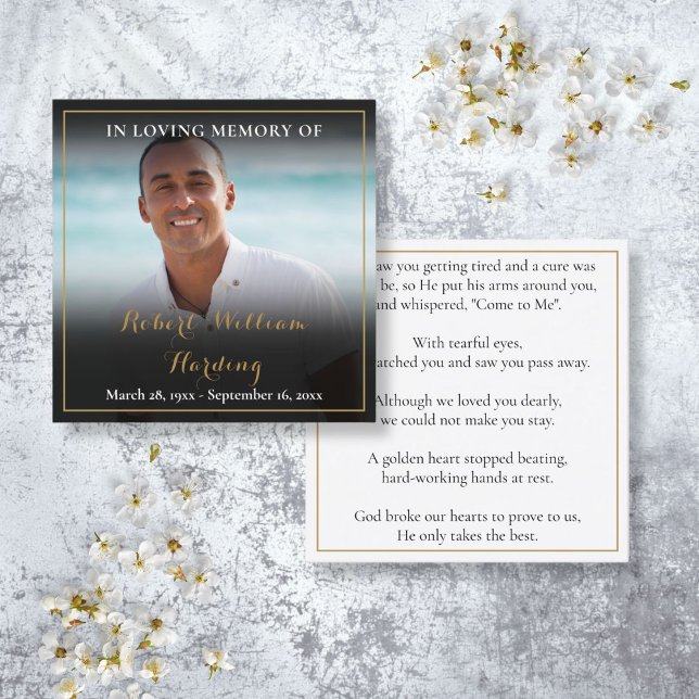 Cartes de prière de poème de mémorial de funéraill (Photo Funeral Memorial Prayer Poem Cards)