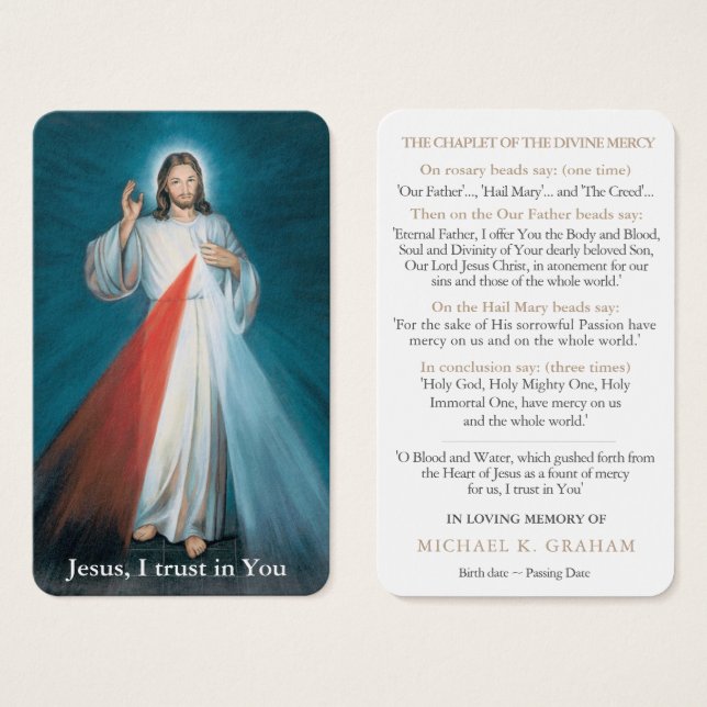 Cartes de prière | Divine Mercy Chaplet 01 (Devant & derrière)