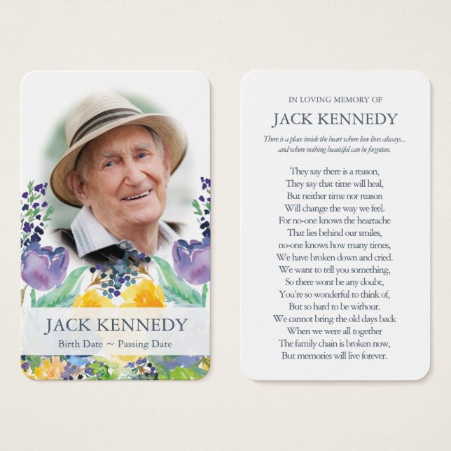 Cartes de prière | Floral Bleu (Devant & derrière)