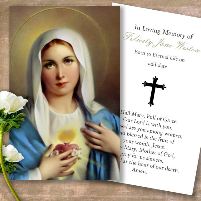 Cartes de prière | Italien Mary (catholic, religious, celebration of life, in loving memory of, prayer cards for bereavement)
